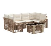 vidaXL Set Divano da Giardino 7 pz Beige e Bianco Crema polyrattan