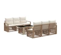 vidaXL Set Divano da Giardino 7 pz Beige e Bianco Crema polyrattan