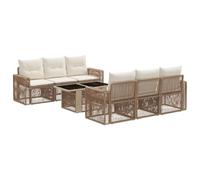 vidaXL Set Divano da Giardino 7 pz Beige e Bianco Crema polyrattan