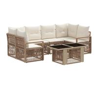 vidaXL Set Divano da Giardino 7 pz Beige e Bianco Crema polyrattan