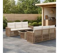 vidaXL Set Divano da Giardino 7 pz Beige e Bianco Crema polyrattan