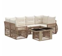 vidaXL Set Divano da Giardino 7 pz Beige e Bianco Crema polyrattan