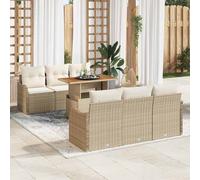 vidaXL Set Divano da Giardino 7 pz Beige e Crema polyrattan