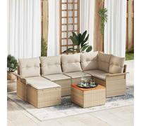 vidaXL Set Divano da Giardino 7 pz Beige e Crema polyrattan