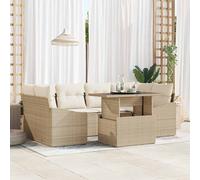 vidaXL Set Divano da Giardino 7 pz Beige e Crema polyrattan