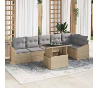 vidaXL Set Divano da Giardino 7 pz Beige e Grigio Chiaro polyrattan