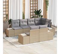 vidaXL Set Divano da Giardino 7 pz Beige e Grigio Chiaro polyrattan