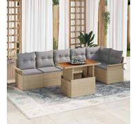 vidaXL Set Divano da Giardino 7 pz Beige e Grigio Chiaro polyrattan