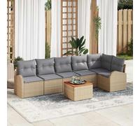 vidaXL Set Divano da Giardino 7 pz Beige e Grigio Chiaro polyrattan