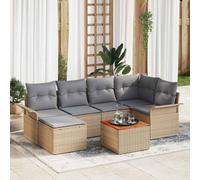 vidaXL Set Divano da Giardino 7 pz Beige e Grigio Chiaro polyrattan
