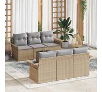 vidaXL Set Divano da Giardino 7 pz Beige e grigio polyrattan