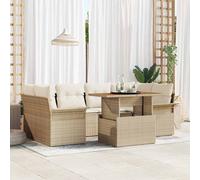 vidaXL Set Divano da Giardino 7 pz beige e panna