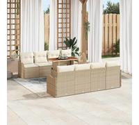 vidaXL Set Divano da Giardino 7 pz beige e panna