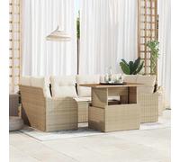 vidaXL Set Divano da Giardino 7 pz beige e panna