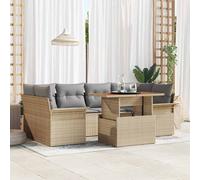 vidaXL Set Divano da Giardino 7 pz Beige Poly Rattan