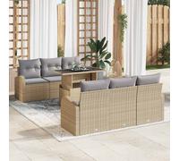 vidaXL Set Divano da Giardino 7 pz Beige Poly Rattan