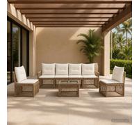 vidaXL Set di divani da giardino, 7 pezzi, beige polyrattan, divano da giardino moderno e resistente alle intemperie, in polyrattan, mobili confortevoli per esterni