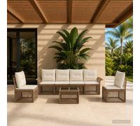 vidaXL Set Divano da Giardino 7 pz Beige polyrattan