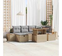 vidaXL Set Divano da Giardino 7 pz Beige polyrattan