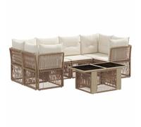 vidaXL Set Divano da Giardino 7 pz Beige polyrattan
