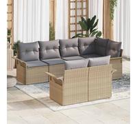 vidaXL Set Divano da Giardino 7 pz Beige polyrattan