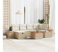 vidaXL Set Divano da Giardino 7 pz Beige polyrattan