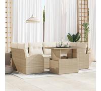 vidaXL Set Divano da Giardino 7 pz Beige polyrattan
