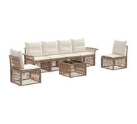 vidaXL Set divano da giardino 7 pz beige polyrattan, divano da giardino moderno, divano da esterno resistente alle intemperie, set modulabile per rilassarsi