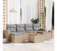 vidaXL Set Divano da Giardino 7 pz con Cuscini Beige Misto Polyrattan