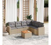 vidaXL Set Divano da Giardino 7 pz con Cuscini Beige Misto Polyrattan