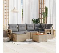vidaXL Set Divano da Giardino 7 pz con Cuscini Beige Misto Polyrattan