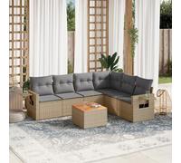 vidaXL Set Divano da Giardino 7 pz con Cuscini Beige Misto Polyrattan
