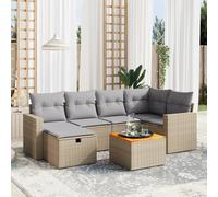vidaXL Set Divano da Giardino 7 pz con Cuscini Beige Misto Polyrattan