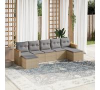 vidaXL Set Divano da Giardino 7 pz con Cuscini Beige Misto Polyrattan