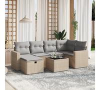 vidaXL Set Divano da Giardino 7 pz con Cuscini Beige Misto Polyrattan