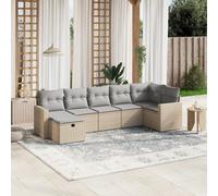 vidaXL Set Divano da Giardino 7 pz con Cuscini Beige Misto Polyrattan