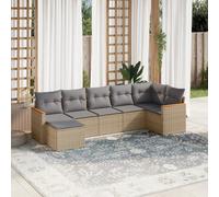 vidaXL Set Divano da Giardino 7 pz con Cuscini Beige Misto Polyrattan