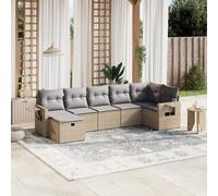 vidaXL Set Divano da Giardino 7 pz con Cuscini Beige Misto Polyrattan