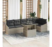vidaXL Set Divano da Giardino 7 pz Grigio chiaro polyrattan