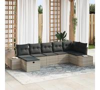 vidaXL Set Divano da Giardino 7 pz Grigio chiaro polyrattan