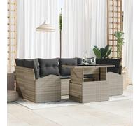 vidaXL Set Divano da Giardino 7 pz Grigio chiaro polyrattan