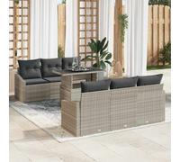 vidaXL Set Divano da Giardino 7 pz Grigio chiaro polyrattan