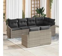 vidaXL Set Divano da Giardino 7 pz Grigio chiaro polyrattan