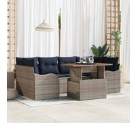 vidaXL Set Divano da Giardino 7 pz grigio e blu navy | Materiali resistenti che affrontano qualsiasi condizione atmosferica
