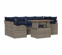 vidaXL Set Divano da Giardino 7 pz grigio e blu navy