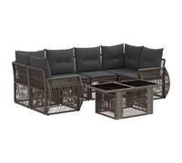 vidaXL Set Divano da Giardino 7 pz Grigio e Grigio Scuro polyrattan