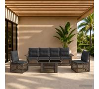 vidaXL Set Divano da Giardino 7 pz Grigio e Grigio Scuro polyrattan