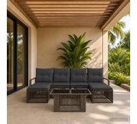 vidaXL Set Divano da Giardino 7 pz Grigio e Grigio Scuro polyrattan