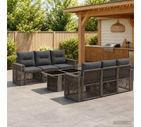 vidaXL Set Divano da Giardino 7 pz Grigio e Grigio Scuro polyrattan