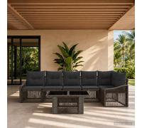 vidaXL Set Divano da Giardino 7 pz Grigio e Grigio Scuro polyrattan